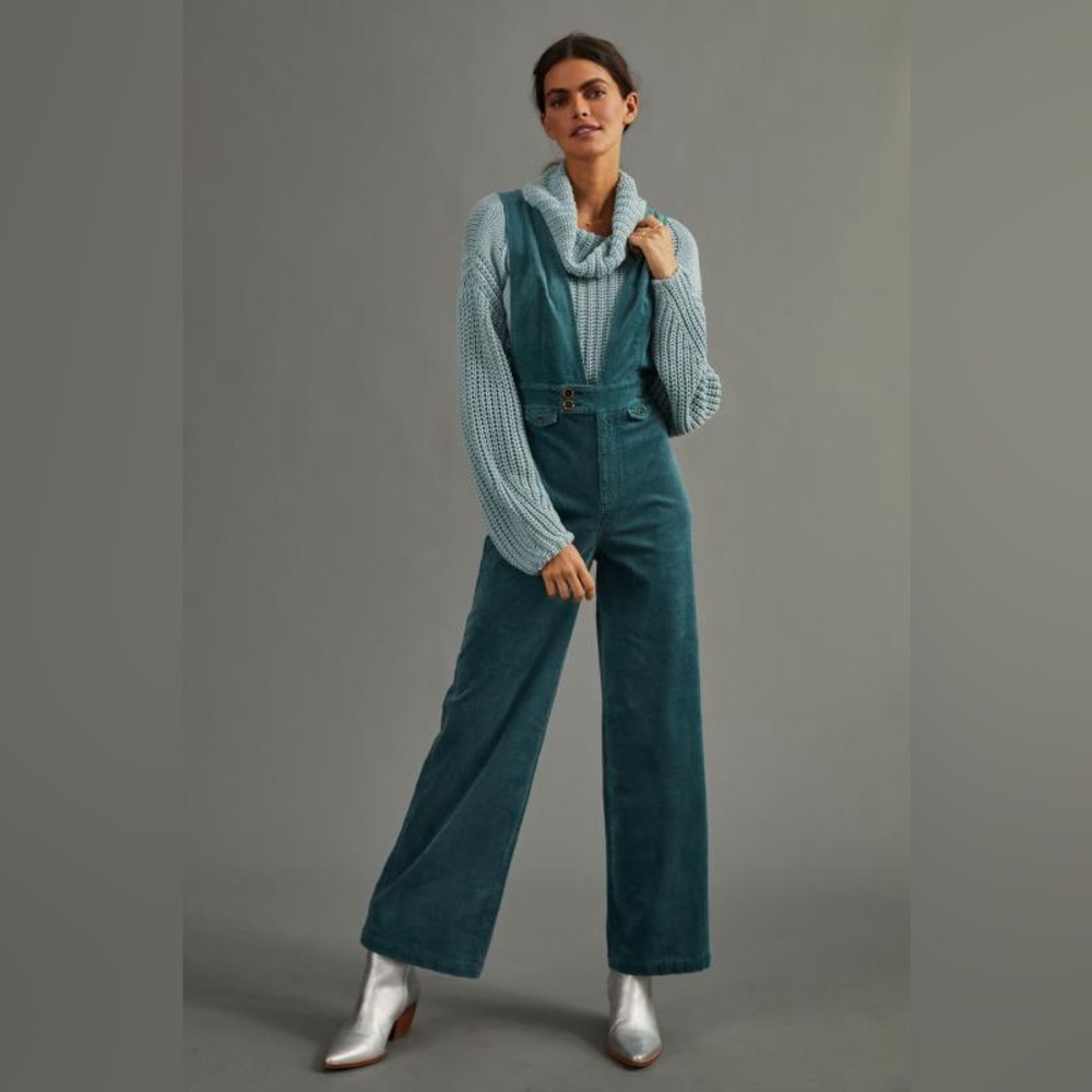 Anthropologie Green  Corduroy Jumpsuit.